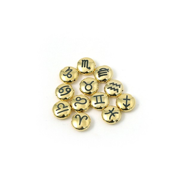 Perle signe astrologique métal doré x12 - Photo n°1