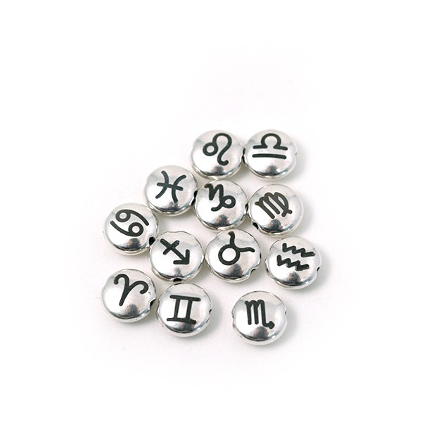 Perle signe astrologique métal argenté x12 - Perle métal - Creavea