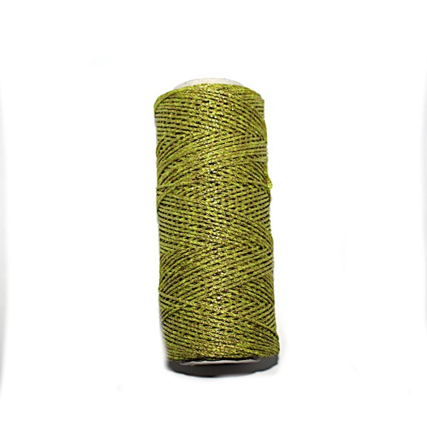 Coton ciré 1 mm métallisé vert doré x1m - Photo n°1