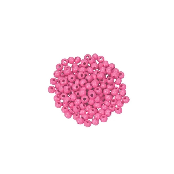 Gros lot 450 Perles en bois Rose, diam. 4 mm, perçage 1.5 mm - Photo n°1