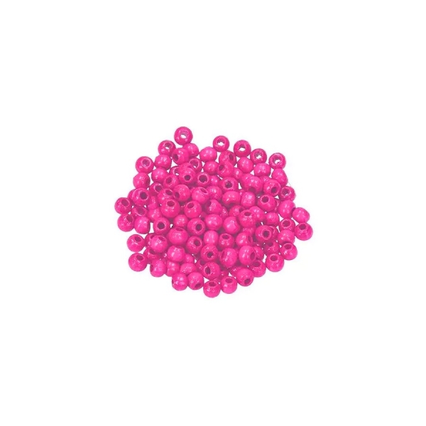 Gros lot 450 Perles en bois Rose vif, diam. 4 mm, perçage 1.5 mm - Photo n°1
