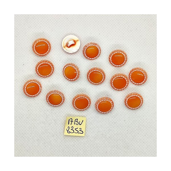 14 Boutons en résine orange et blanc- 14mm - ABV8353 - Photo n°1