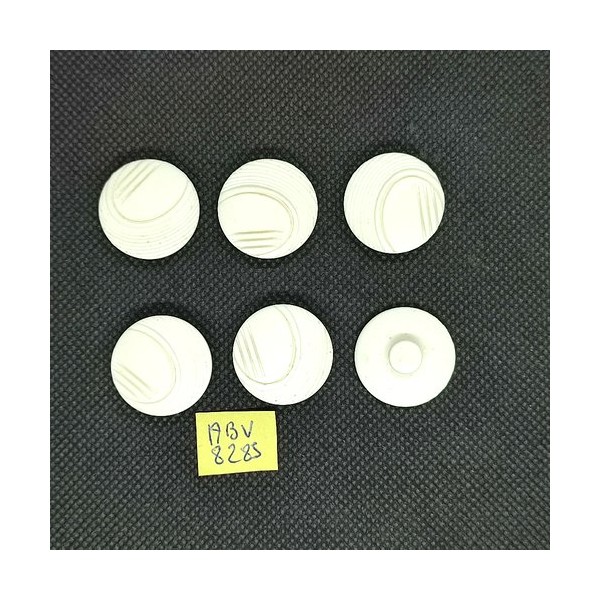 6 Boutons en résine blanc - 22mm - ABV8285 - Photo n°1
