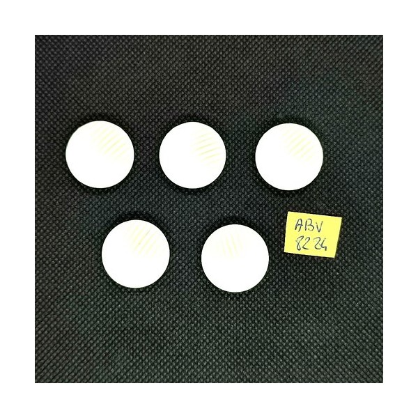 5 Boutons en résine blanc - 22mm - ABV8284 - Photo n°1
