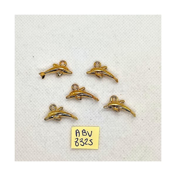 5 Breloques en métal doré - dauphin - 10x20mm - ABV8325 - Photo n°1