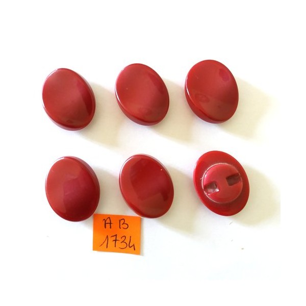 6 Boutons en résine rouge / bordeaux - 21x27mm - AB1734 - Photo n°1