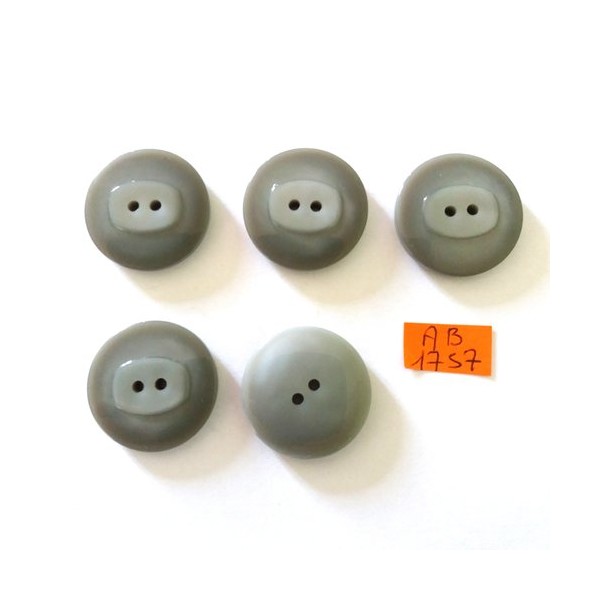 5 Boutons en résine gris - 26mm - AB1757 - Photo n°1