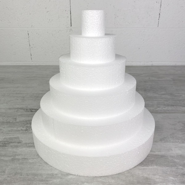 Pièce montée Haut. 30 cm en polystyrène, Base Ø 30cm à 5cm, 6 disques de 5cm de Haut, pour gâteau St - Photo n°1