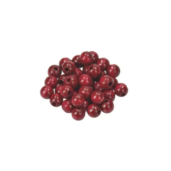 Gros lot 240 Perles en bois Rouge foncé diam. 8 mm, perçage 2,3 mm, bijoux, bracelet, macramé, colli - Photo n°1