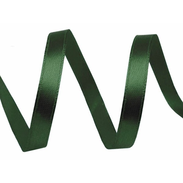 Paquets de bandes de satin vert foncé de 5 m de largeur 6 mm, bandes à visage unique - couleur uniqu - Photo n°1
