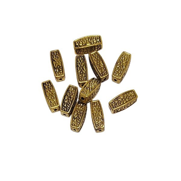 10 Perles style tibétain doré antique forme OVALE 12 x 5 x 5 mm PERMET140 - Photo n°1