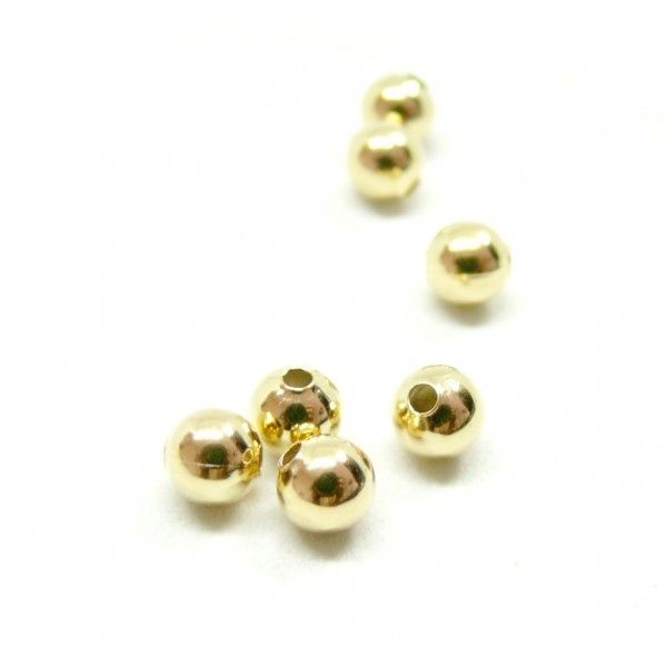 KK0133010BG  PAX 20 Perles Intercalaires Bille 3.5 mm laiton Plaqué Or 24KT - Photo n°1