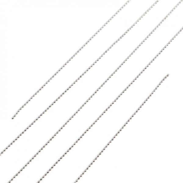 PS110124108 PAX 1 mètre de chaine maille Bille 1 mm en Acier Inoxydable finition Argent Platine Rhod - Photo n°1