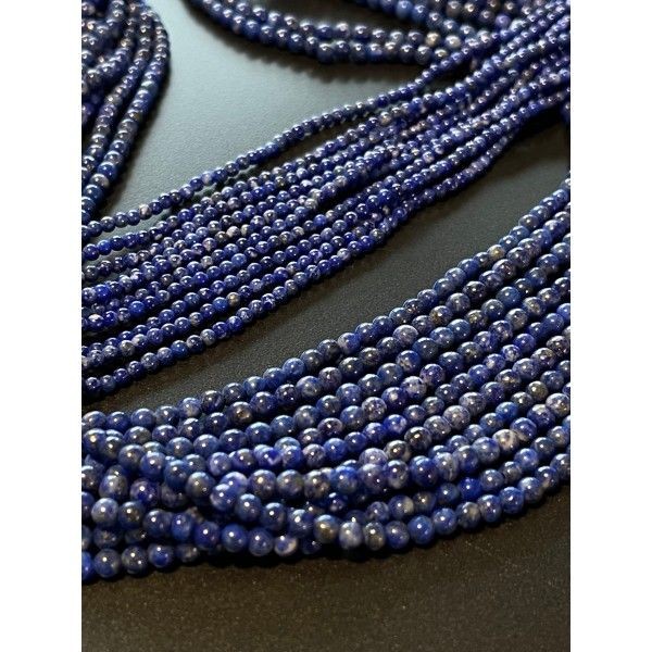 BU11220428133219 Lot d'environ 19 cm ( 1/2 fil ) Perles rondes 3 mm Lapis Lazuli coloris NO 5 - Photo n°1