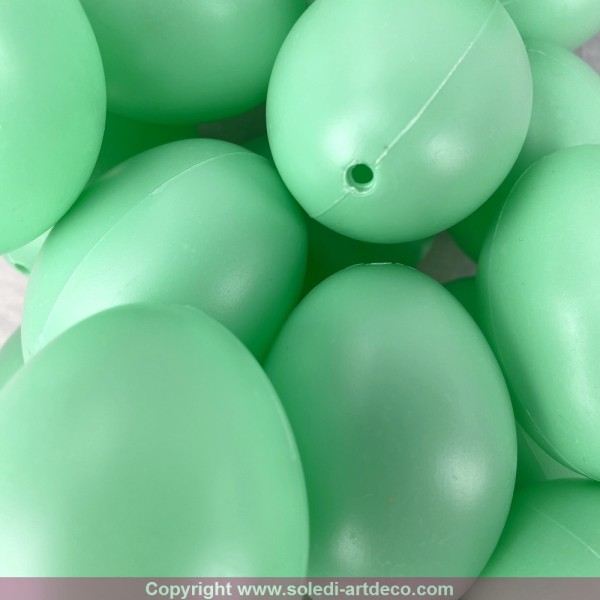 Lot de 10 Oeufs en plastique Vert menthe, hauteur 6 cm, déco de Pâques et chasse aux oeufs - Photo n°3