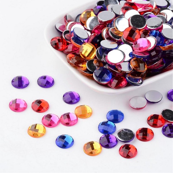 40 PERLES STRASS cabochon ROND a coller acrylique multicolore 10 mm - creation bijoux perles - Photo n°1