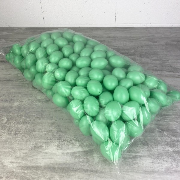 Lot XXL 250 Oeufs en plastique Vert menthe, hauteur 6 cm, déco de Pâques et chasse aux oeufs - Photo n°2