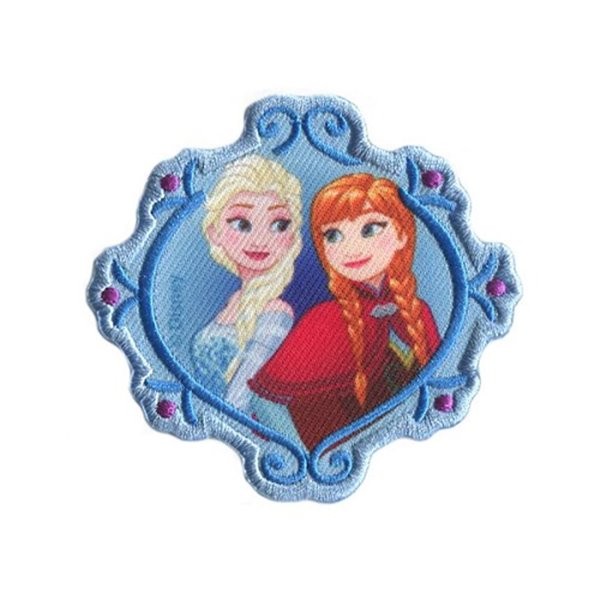Ecusson broderie La reine des neiges Elsa & Anna 7x7cm - Photo n°1
