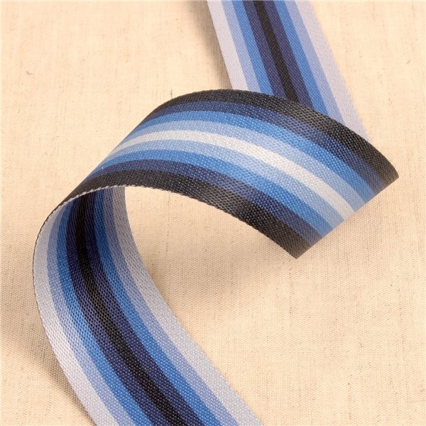 Bobine 10m sangle à rayures / stripes bleu 40mm - Photo n°1