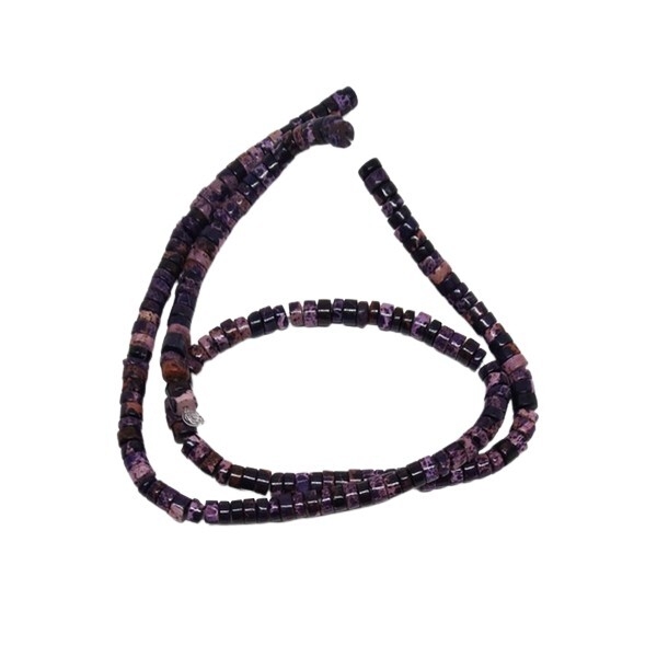 Fil de perle rondelle heishi pierre naturelle jaspe impériale 2 x 4 mm GRENAT F042109 - Photo n°1