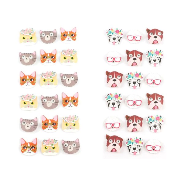 36 mini stickers 3D 2 cm - Chiens & chats - Photo n°1