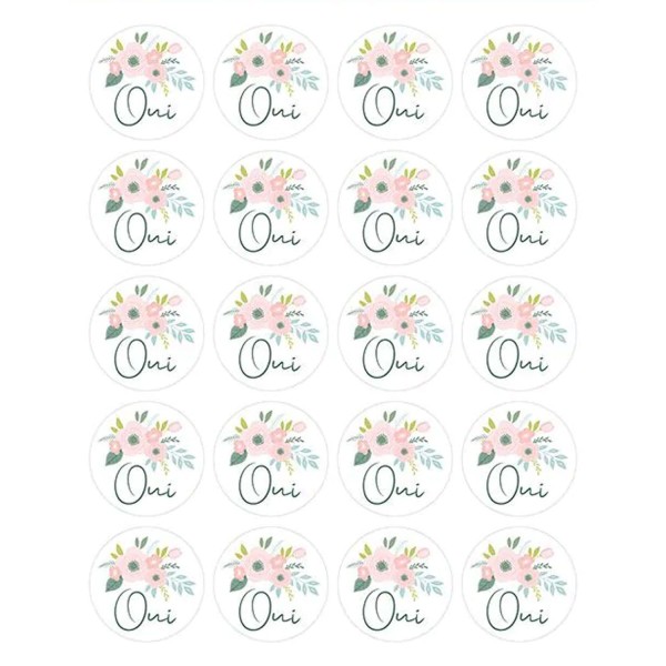 300 stickers ronds fleurs Oui Ø 3,5 cm - Photo n°1