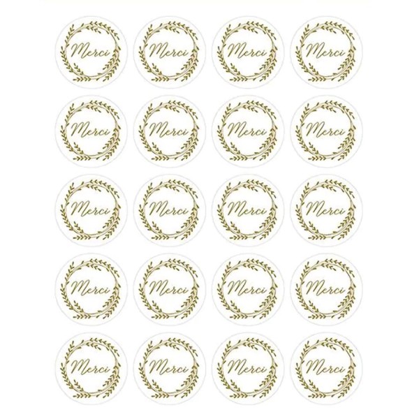 300 stickers ronds dorés Merci Ø 3,5 cm - Photo n°2