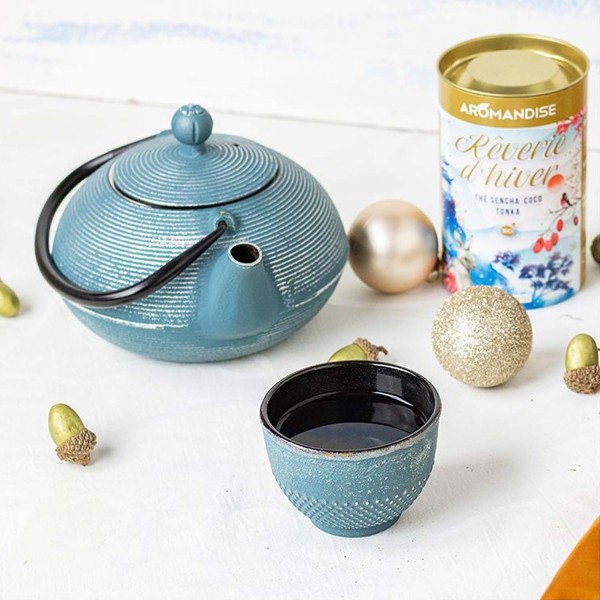 Théière Asagao bleue 900 ml + coffret de thés japonais - Photo n°2