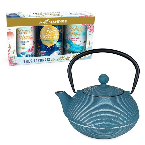 Théière Asagao bleue 900 ml + coffret de thés japonais - Photo n°3