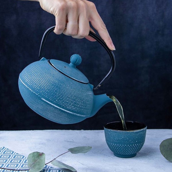 Théière Asagao bleue 900 ml + coffret de thés japonais - Photo n°4