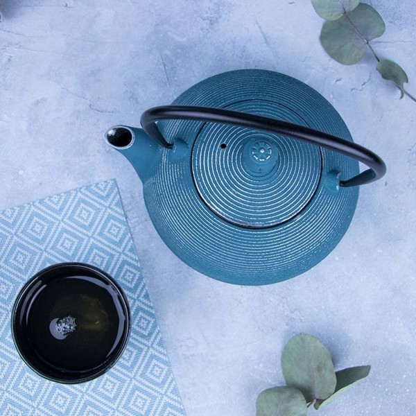 Théière Asagao bleue 900 ml + coffret de thés japonais - Photo n°5