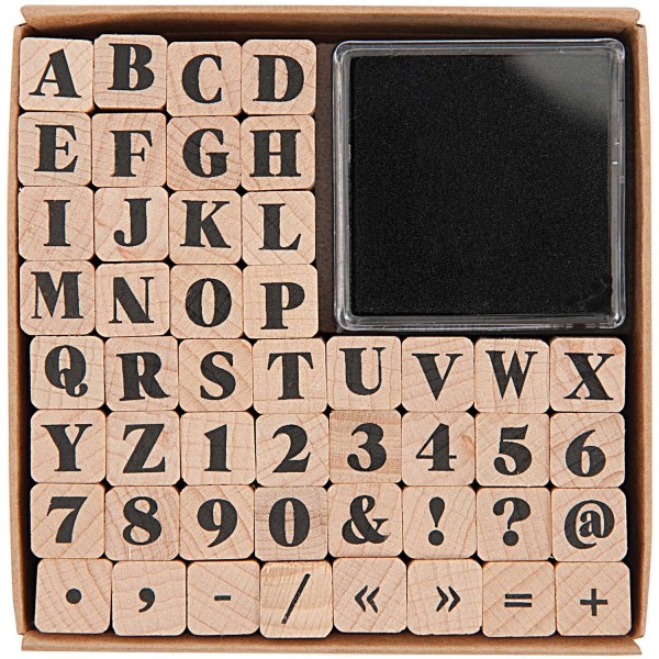 Tampons bois en lettres et chiffres - caractères gras - Photo n°1