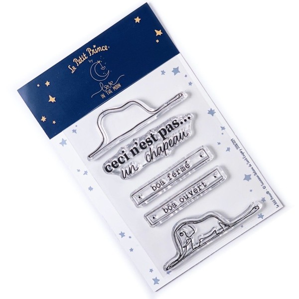5 Tampons transparents Le Petit Prince - Boa Eléphant - Photo n°1