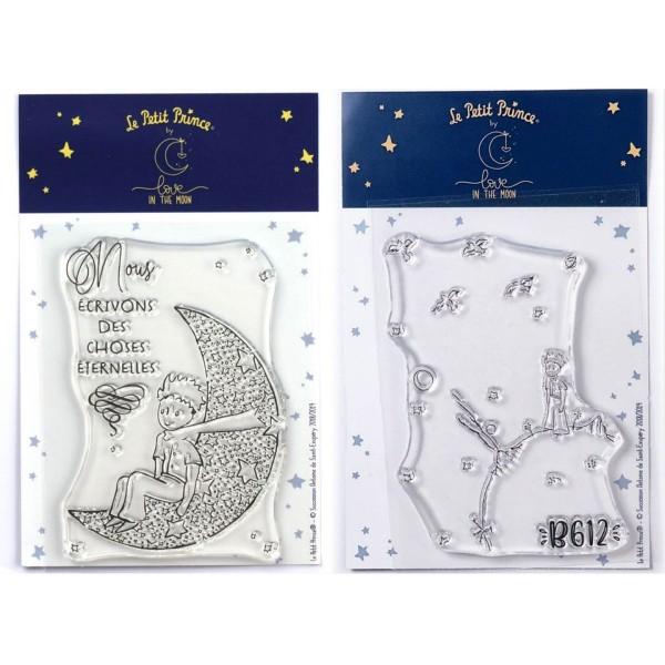 2 Tampons transparents Le Petit Prince Lune et Astéroïd - Photo n°1