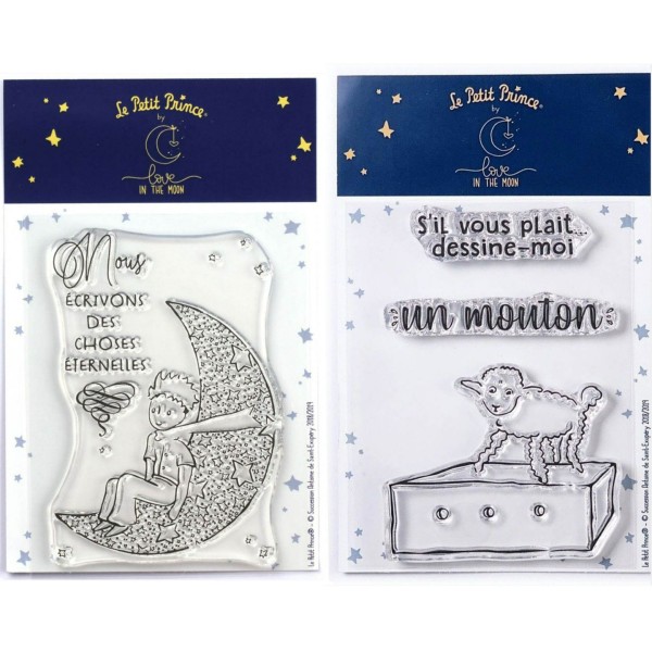 4 Tampons transparents Le Petit Prince Lune et Mouton - Photo n°1