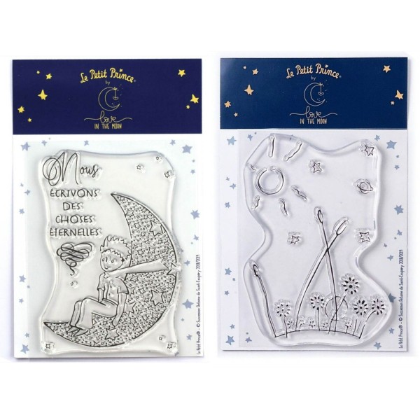 2 Tampons transparents Le Petit Prince Lune et Paysage - Photo n°1
