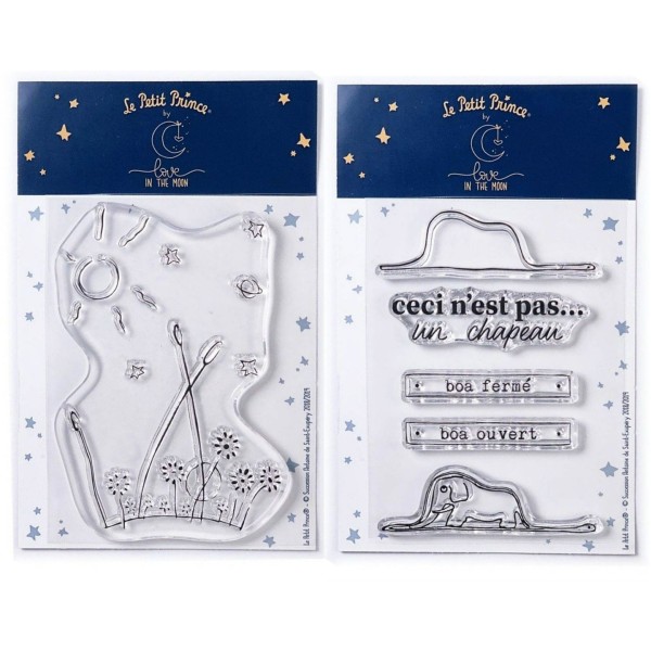6 Tampons transparents Le Petit Prince Paysage et Boa - Photo n°1