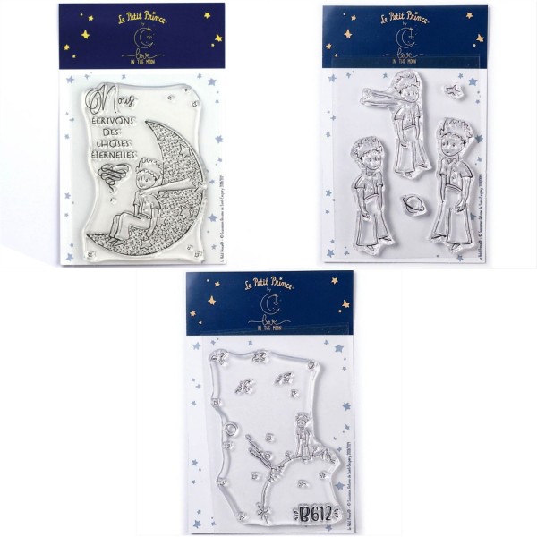 7 Tampons transparents Le Petit Prince et La lune + Etoiles + Astéroïd - Photo n°1