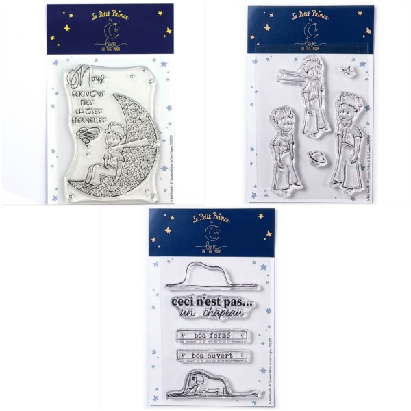 11 Tampons transparents Le Petit Prince et La lune + Etoiles + Boa Elephant - Photo n°1