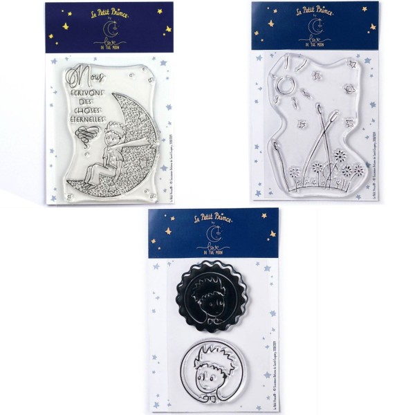 4 Tampons transparents Le Petit Prince et La lune + Paysage + Portraits - Photo n°1