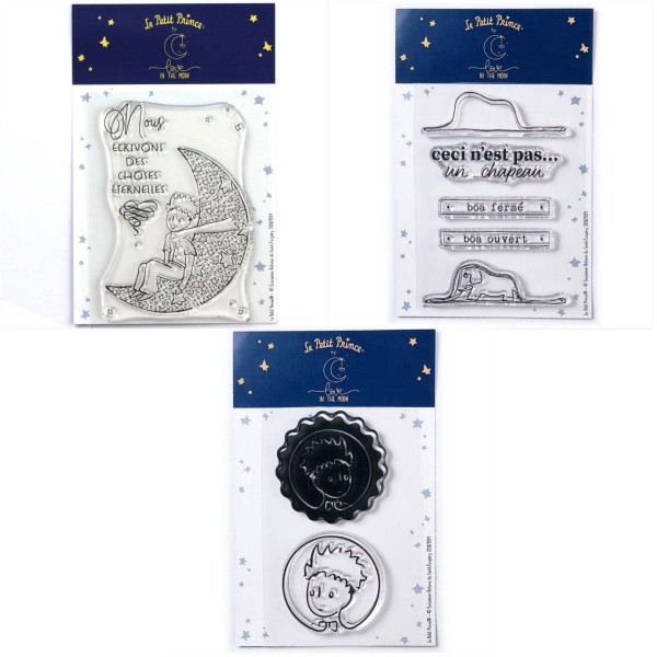 8 Tampons transparents Le Petit Prince et La lune + Boa Eléphant + Portraits - Photo n°1