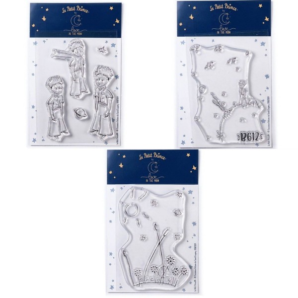 7 Tampons transparents Le Petit Prince Etoiles + Astéroïd + Paysage - Photo n°1