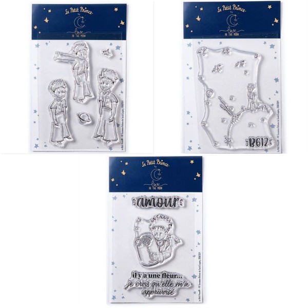 9 Tampons transparents Le Petit Prince Etoiles + Astéroïd + Fleur - Photo n°1