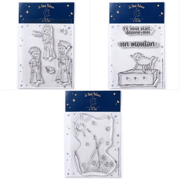 9 Tampons transparents Le Petit Prince Etoiles + Mouton + Paysage - Photo n°1