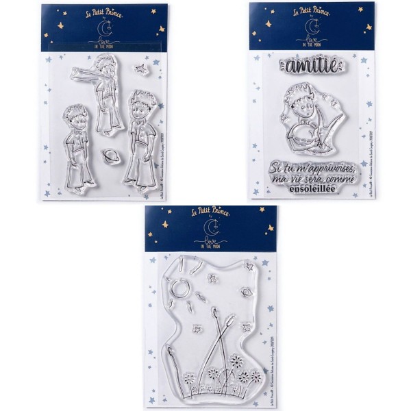 9 Tampons transparents Le Petit Prince Etoiles + Renard + Paysage - Photo n°1