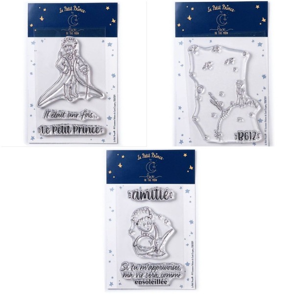 7 Tampons transparents Le Petit Prince et messages + Astéroïd + Renard - Photo n°1
