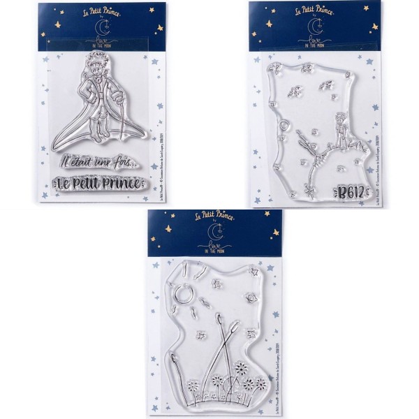 5 Tampons transparents Le Petit Prince et messages + Astéroïd + Paysage - Photo n°1