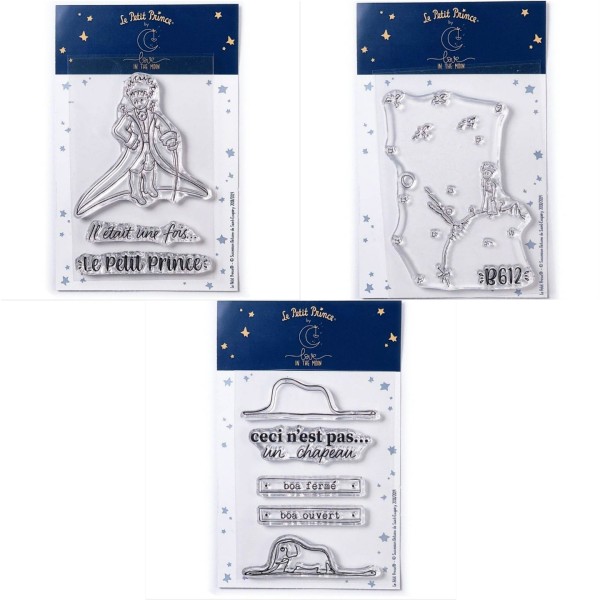 9 Tampons transparents Le Petit Prince et messages + Astéroïd + Boa Eléphant - Photo n°1