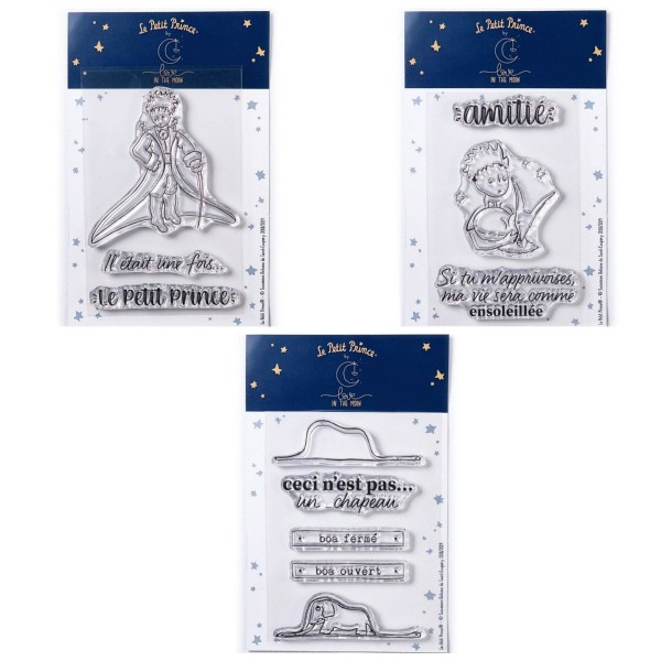 11 Tampons transparents Le Petit Prince Messages + Renard + Boa Eléphant - Photo n°1