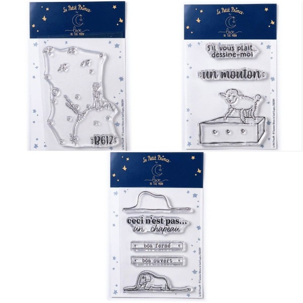 9 Tampons transparents Le Petit Prince et Astéroïd + Mouton + Boa Eléphant - Photo n°1